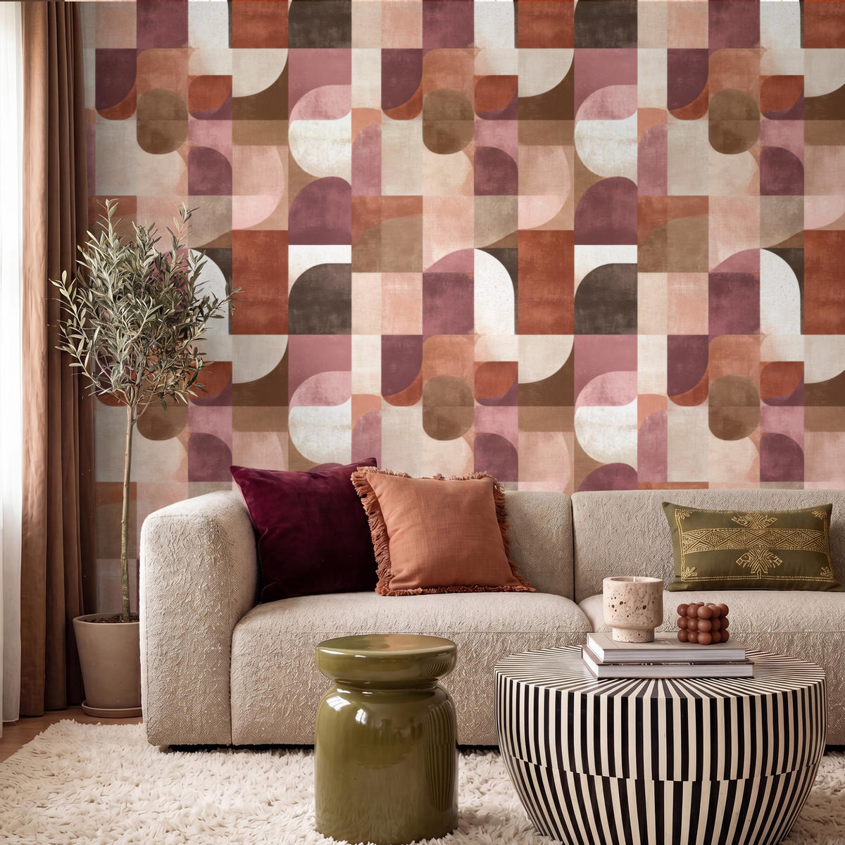 TAPETE - Geometrie - Modern - Retro - 260x220 cm - Multicolor, Papier (260/220cm) - OnlyWow