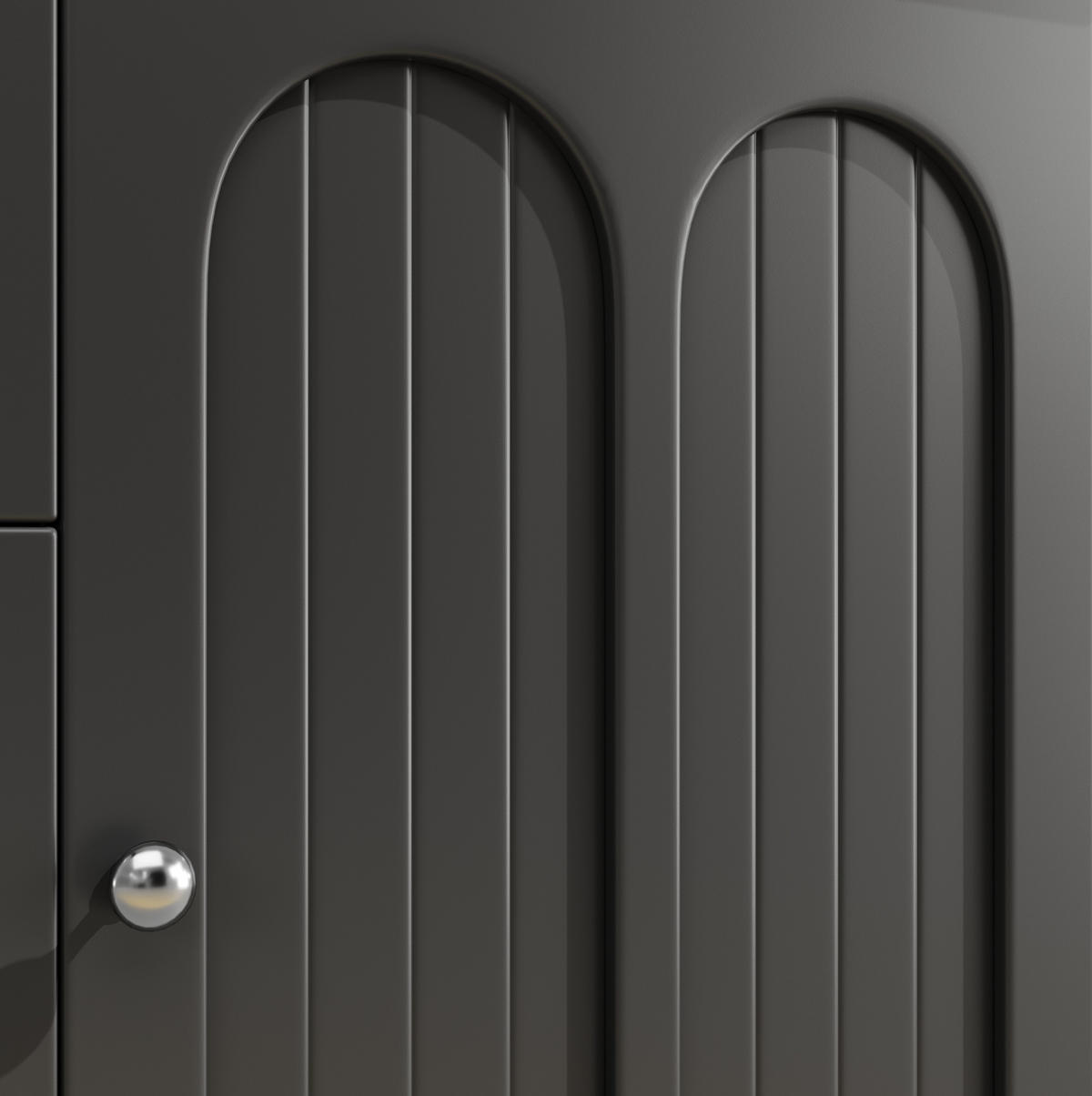 HOCHSCHRANK aus MDF in Holzoptik mit App-LED, 4 Türen und 3 Schubladen, 120/40/180 cm, Holzoptik，Schwarz - Schwarz, Holzwerkstoff (120/180/40cm) - Redom