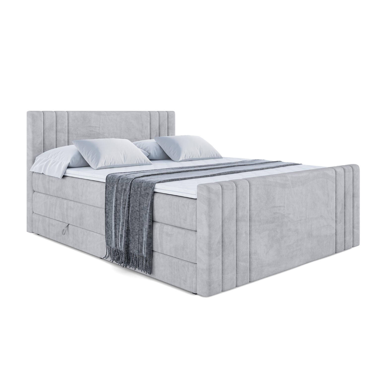 BOXSPRINGBETT IDRIKO-Z KING - 200x200 - H3/H4 - Hellgrau - Hellgrau, Holzwerkstoff (200/200cm) - ALTDECOR