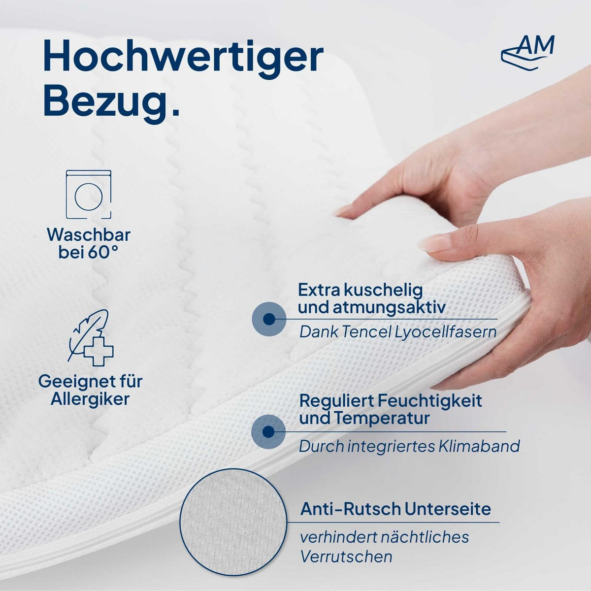 GELSCHAUM TOPPER 7-Zonen 100/220 cm - 8cm Höhe & Tencel Bezug - Weiß, Textil (100/220cm) - AM Qualitätsmatratzen