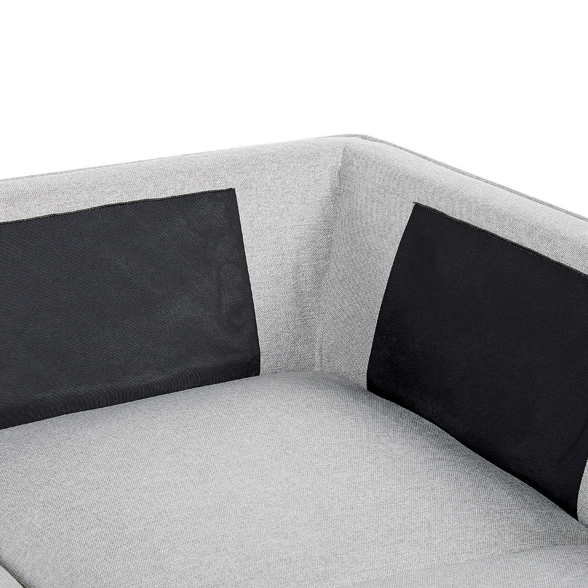 3-SITZER-ECKSOFA Leinen hellgrau rechtsseitig Elga - Schwarz/Grau, Textil (265/220cm) - Beliani