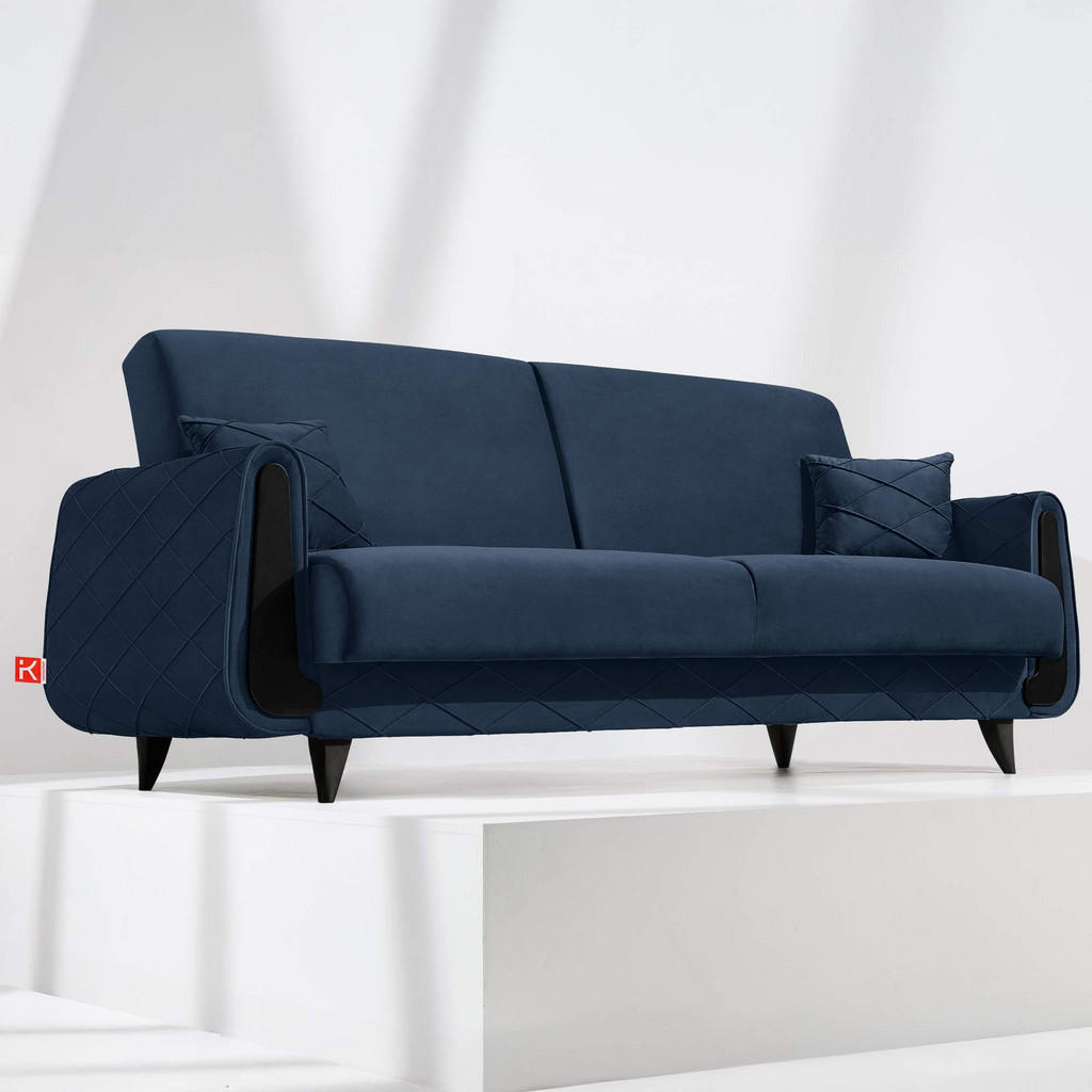 Thumbnail - Konsimo® 3-Sitzer-Sofa, Dunkelblau, Holz, Holzwerkstoff, Textil, Fichte, Kiefer, 230x98x98 cm, Wohnzimmer, Sofas & Couch...