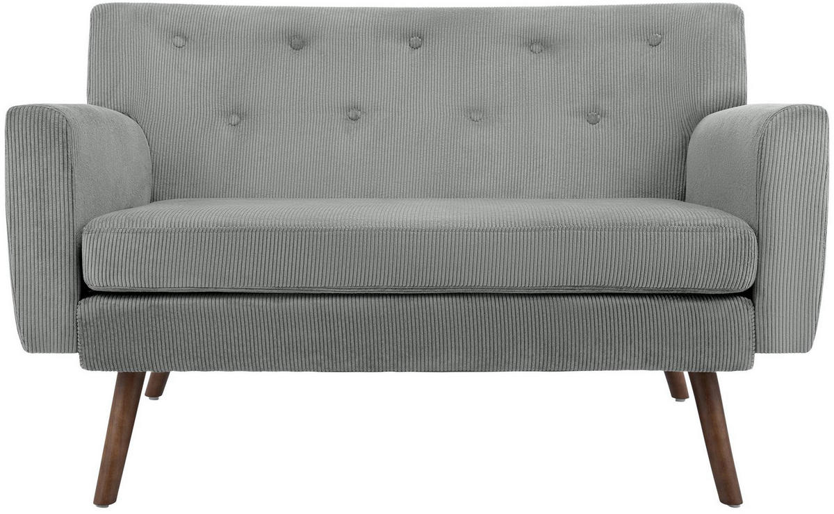 SOFA Arne Cord 2-Sitzer 120x74x81cm Cord Grau Couch - Grau, Kunststoff (120/81/74cm) - DELUKE