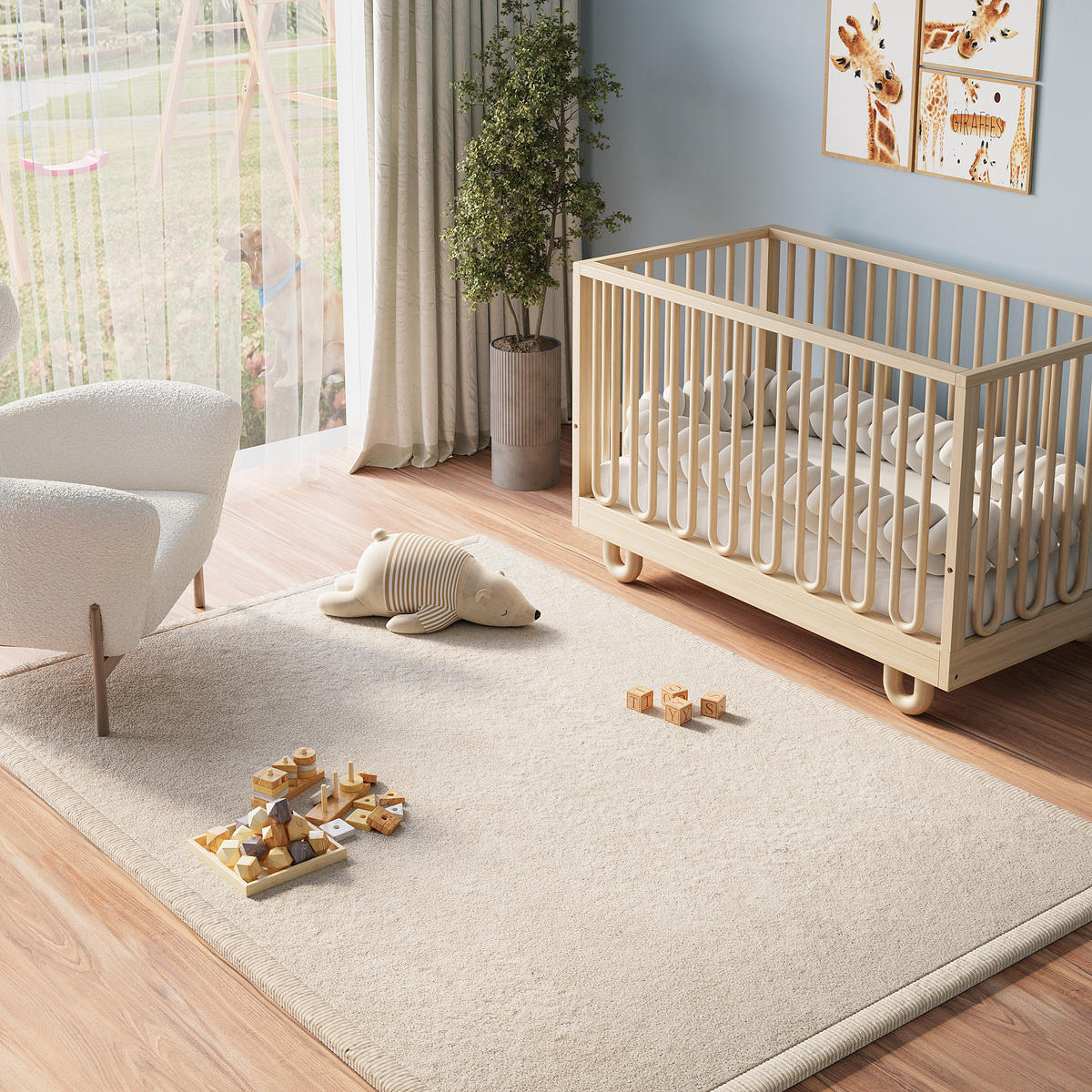 KINDERTEPPICH FLUFFIN beige kuschelig waschbar 120/170 cm - Beige, Textil (120/170cm) - Tapiso