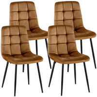 STUHL 4 Samt Braun - Schwarz/Braun, Textil/Metall (45/84/55cm) - CLP