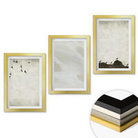 WANDBILDER 3er Set - 20x30 cm Goldrahmen - Vögel, Steine, Pinselstriche, Verzierungen - Goldfarben, Kunststoff (20/30cm) - ArtPrintCave