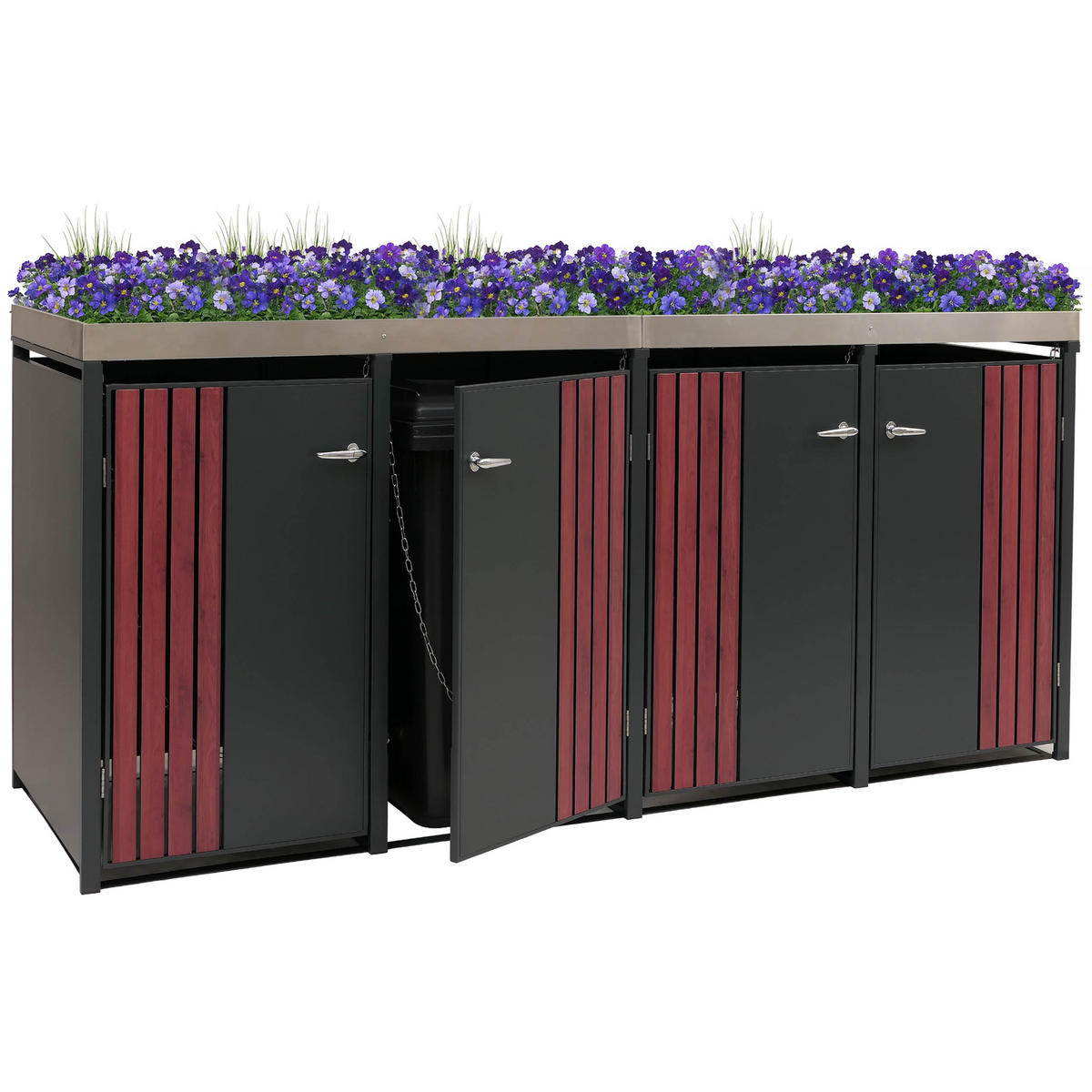 MÜLLTONNENVERKLEIDUNG Anthrazit, Dunkelbraun - Anthrazit/Dunkelbraun, Metall (260/125/84cm) - MCW