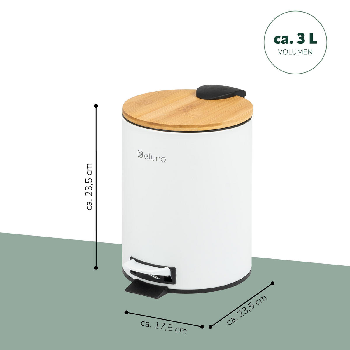 KOSMETIKEIMER 3 Liter, weiß, Metall - Weiß, Metall (17.5/23.5/23.5cm) - eluno