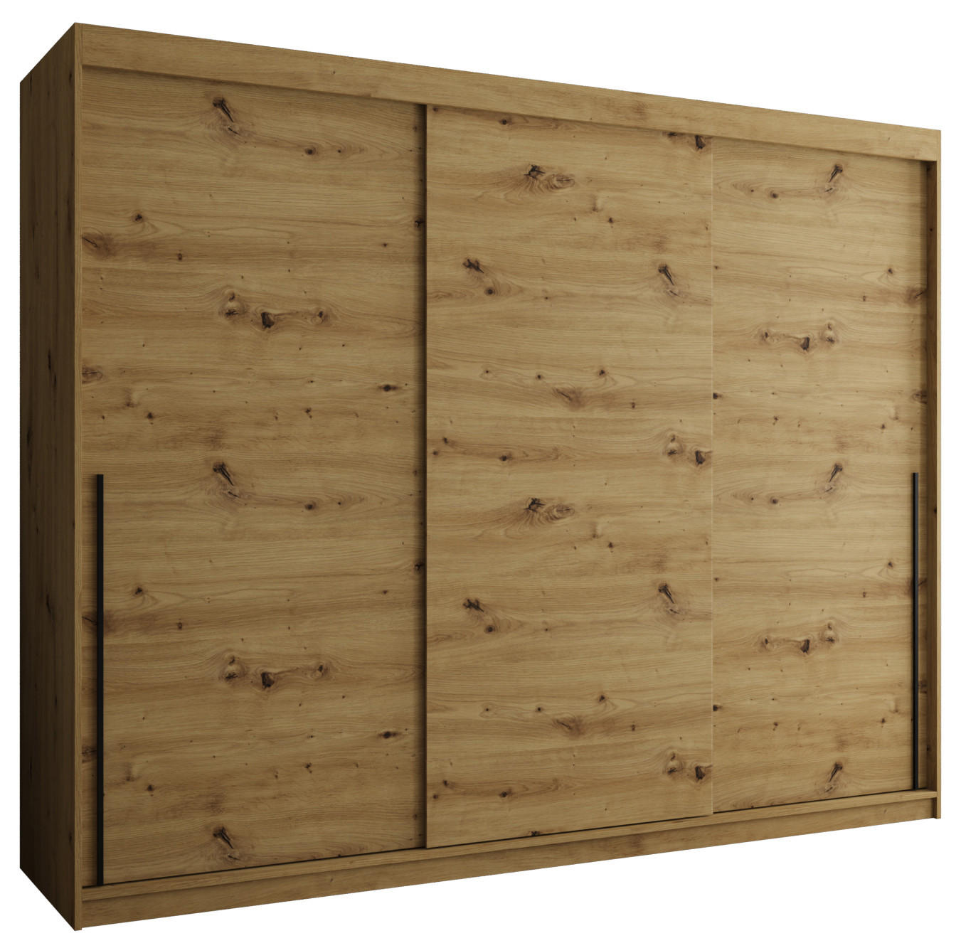 SCHIEBETÜRENSCHRANK 250 cm Breite Artisan mit schwarzem Griff - Schwarz/Eiche Artisan, Holzwerkstoff (250/200/62cm) - Home Collective