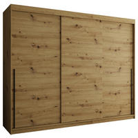SCHIEBETÜRENSCHRANK 250 cm Breite Artisan mit schwarzem Griff - Schwarz/Eiche Artisan, Holzwerkstoff (250/200/62cm) - Home Collective