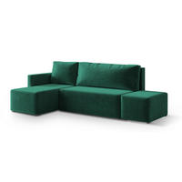 ECKSOFA VELOTTI L-S Grün Plüsch-Stoff mit Schlaffunktion - Grün, Holz (261/143cm) - MASSENO