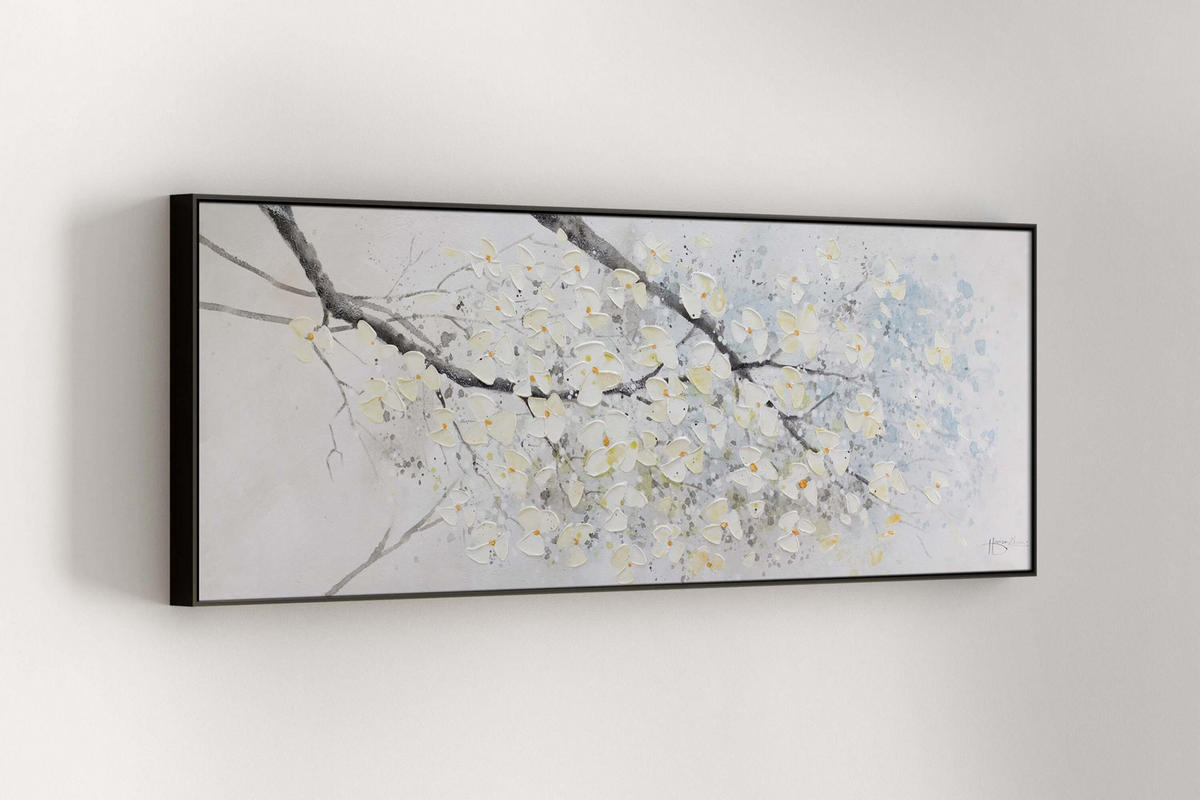 ACRYLBILD HANDGEMALT 150/50 cm - Beige/Weiß, Holz/Textil (150/50cm) - KUNSTLOFT