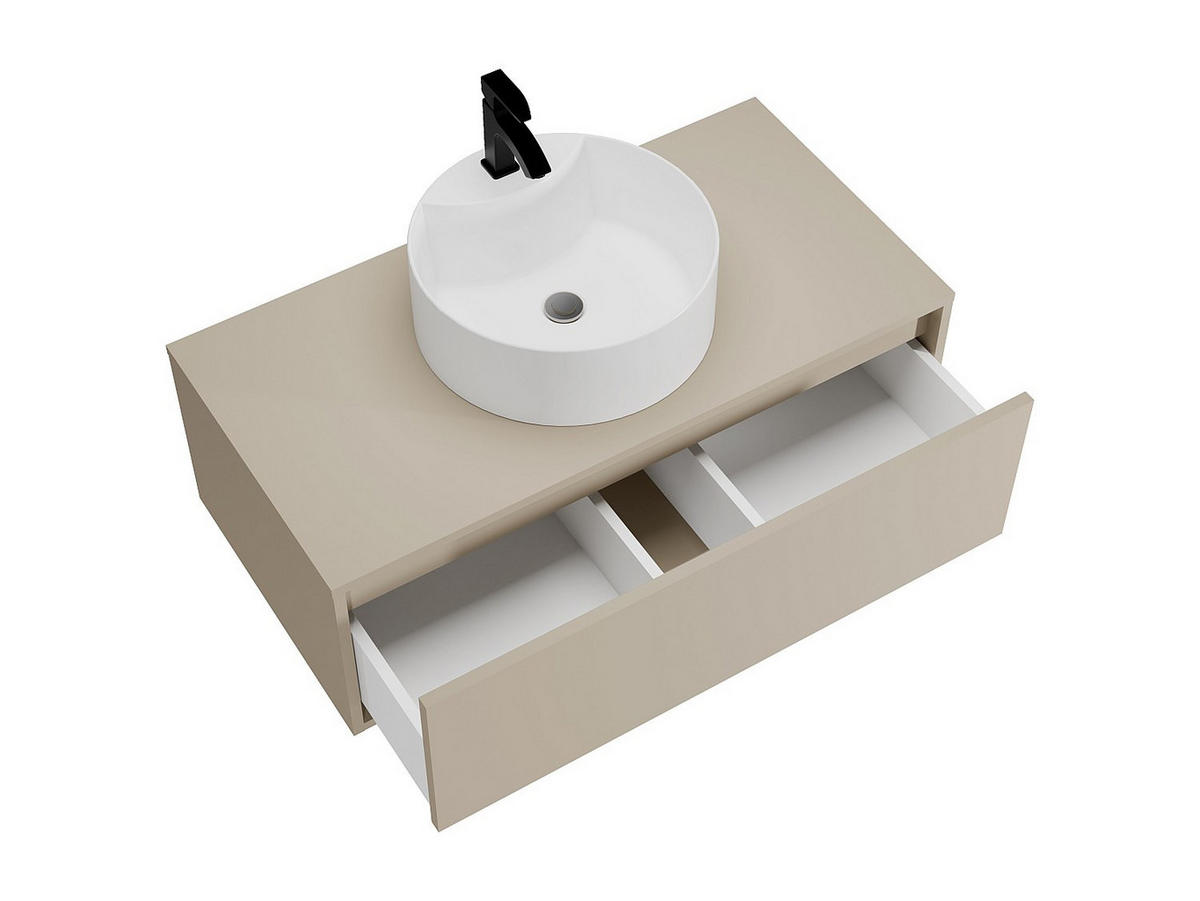 EINZELWASCHTISCH - 94 cm x 47 cm - Holz, Platte - Beige - TEANA - Beige, Holz (94/32/47cm) - Vente-Unique