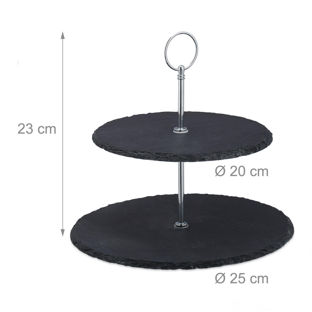 ETAGERE - Anthrazit, Stein/Metall (25/23cm) - Relaxdays