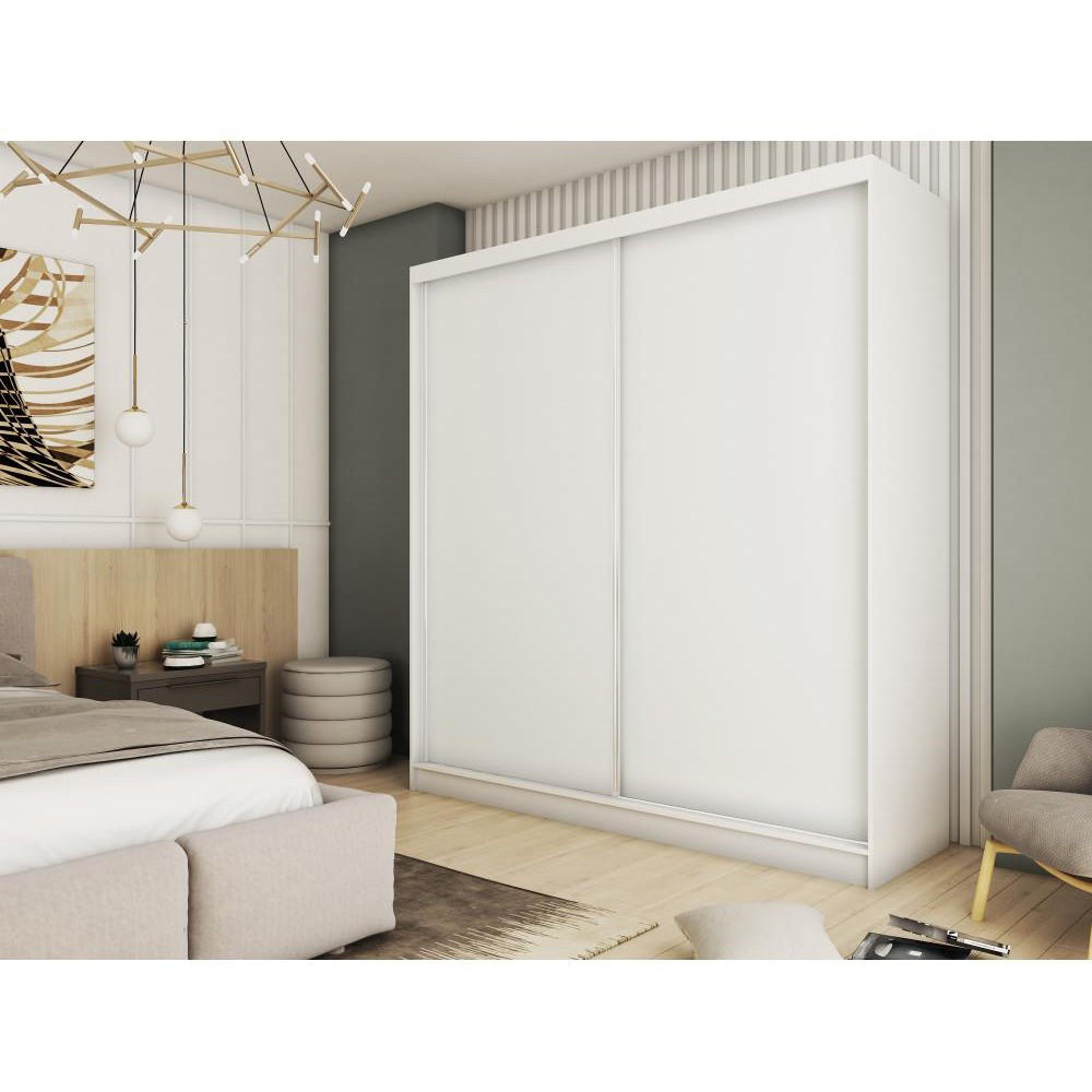 SCHWEBETÜRENSCHRANK Mario 200/216/61 weiß - Weiß, Holzwerkstoff (200/216/61cm) - Beautysofa