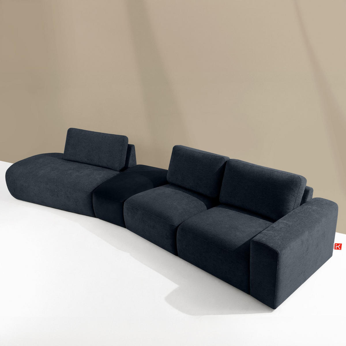 5-SITZER ECKSOFA ZUCCO Chenille links, Dunkelblau - Dunkelblau, Textil (430/84/105cm) - KONSIMO®
