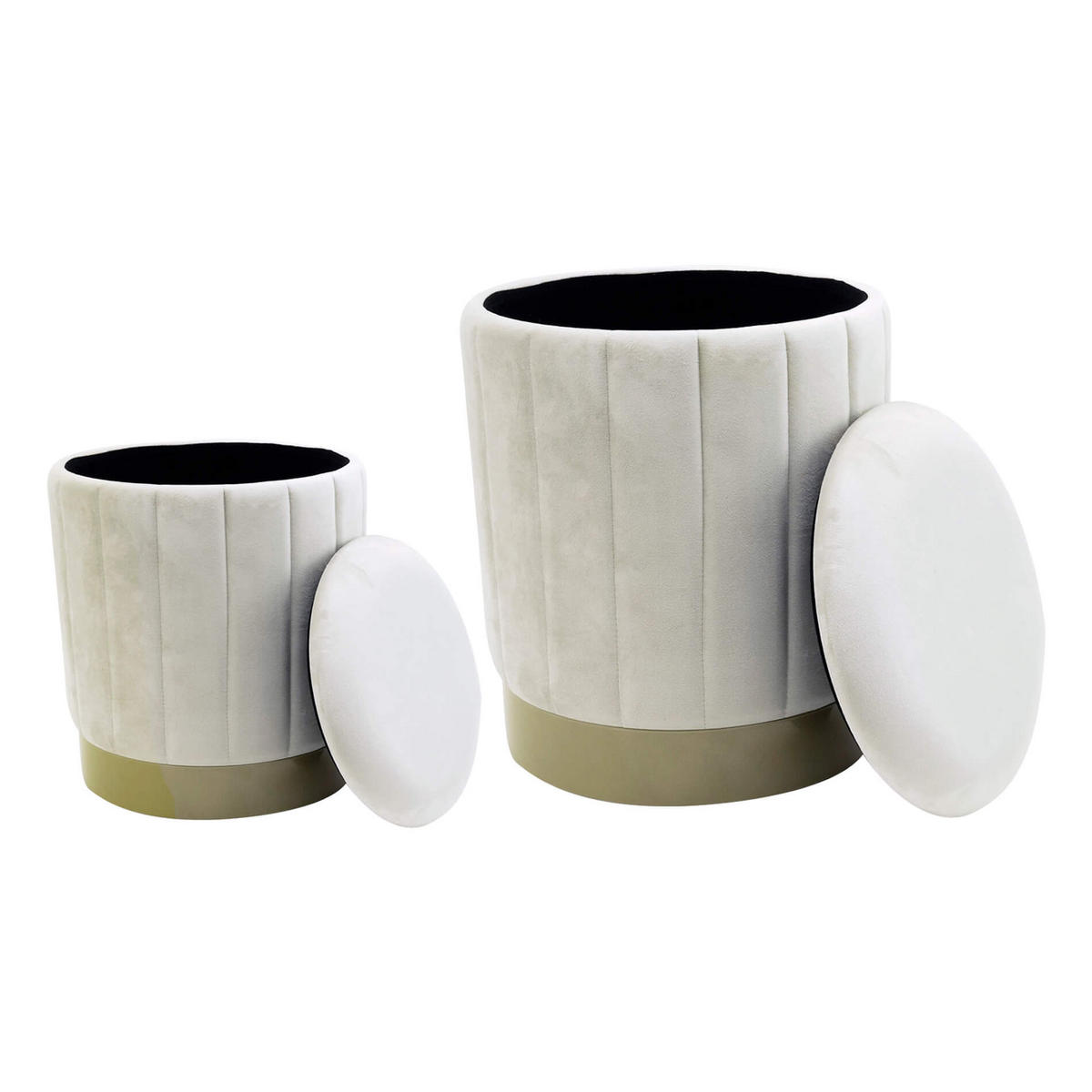 POUF 2er Set Weiß 35,5/35,5/44 cm - Weiß, Textil (35.5/44/35.5cm) - Mobili Rebecca