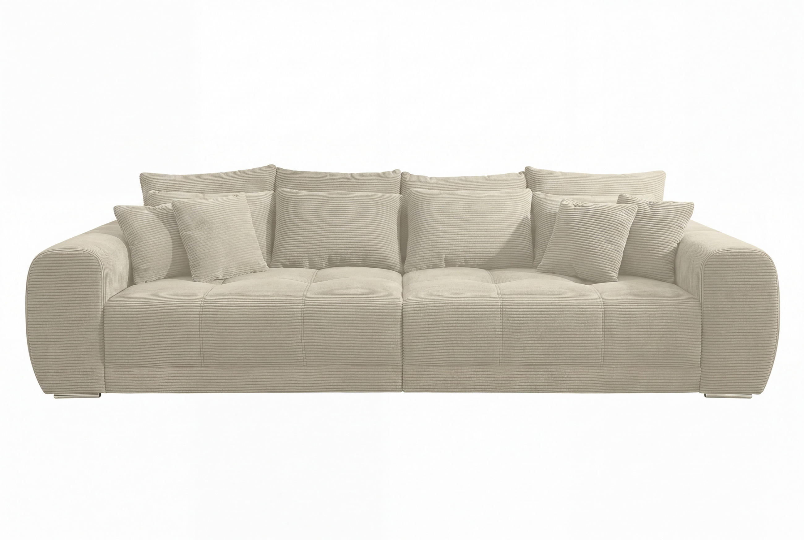 luma-home BIG-SOFA s pružinovým jádrem, Š306/H134/V86 cm, ležecká plocha 120×240 cm, manšestr béžovo-šedý / 15173
