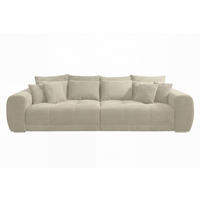 BIG-SOFA Federkern B306/T134/H86 cm, Liegefläche 120x240 cm, Cord Beige Grau / 15173 - Chromfarben/Greige, Textil/Metall (306/86/134cm) - luma-home