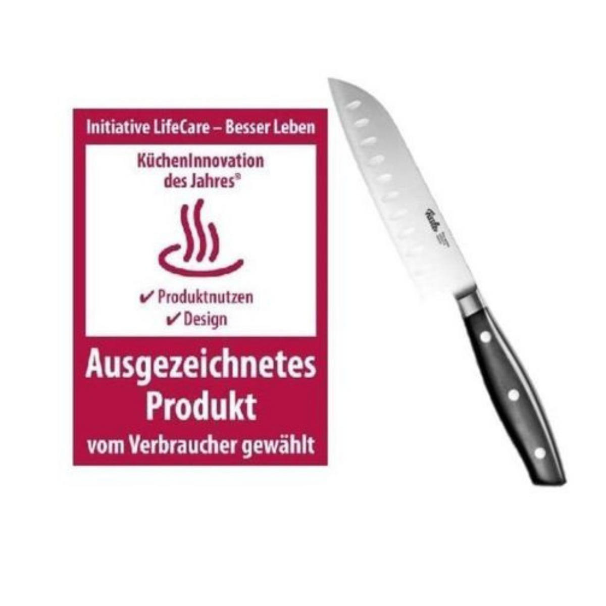SANTOKUMESSER Pro Series 13cm Edelstahl Küchenmesser - Silberfarben/Schwarz, Kunststoff/Metall (30cm) - Fissler