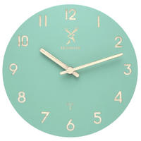 WANDUHR Holz Designer LIMBURG (FUNK) Loft Wand Uhr, mintgrün - Beige/Mintgrün, Holz (25/25/2.2cm) - Holzwerk