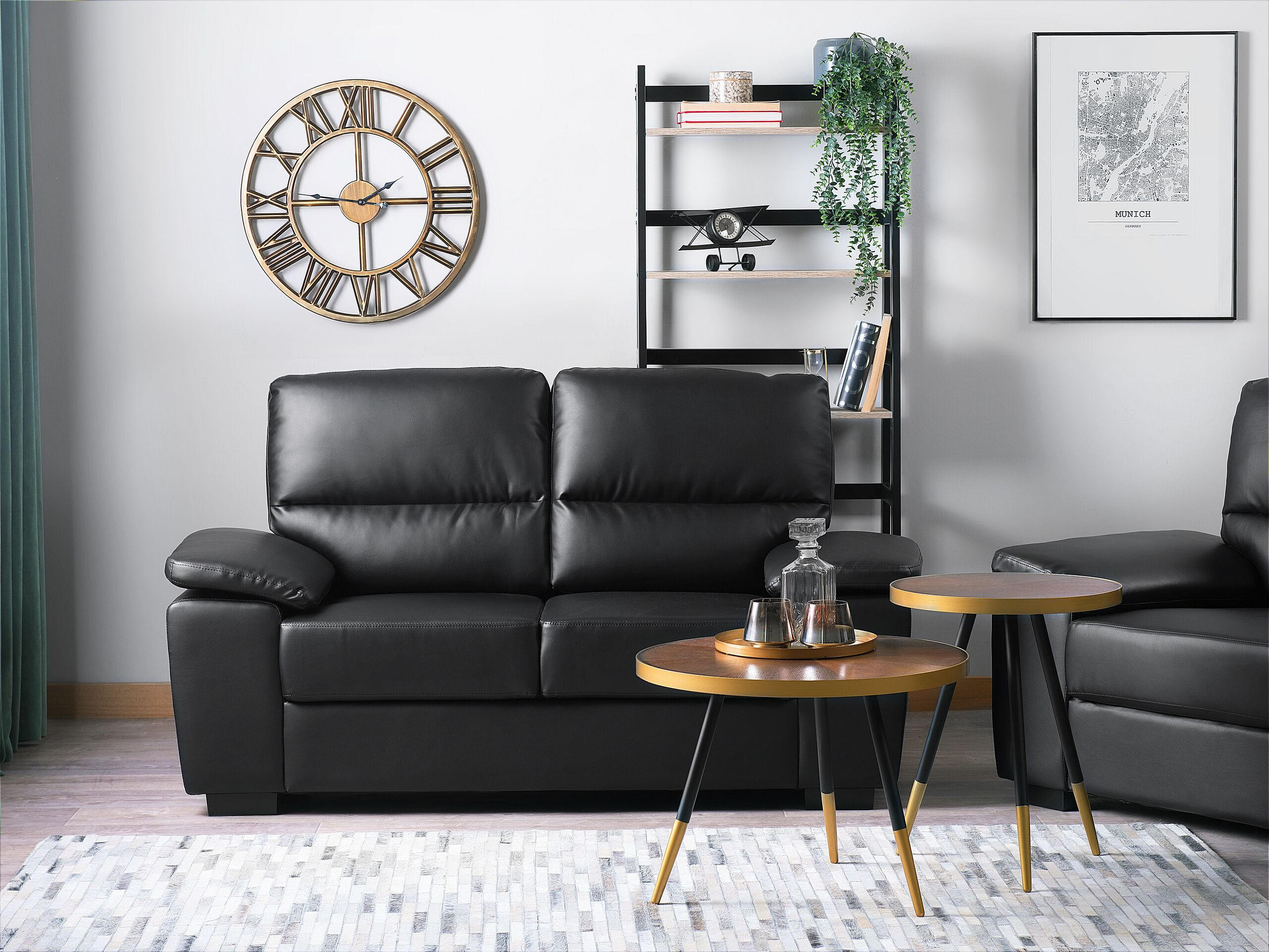 2-SITZER-SOFA Kunstleder Schwarz Vogar - Schwarz, Kunststoff/Textil (156/90/74cm) - Beliani