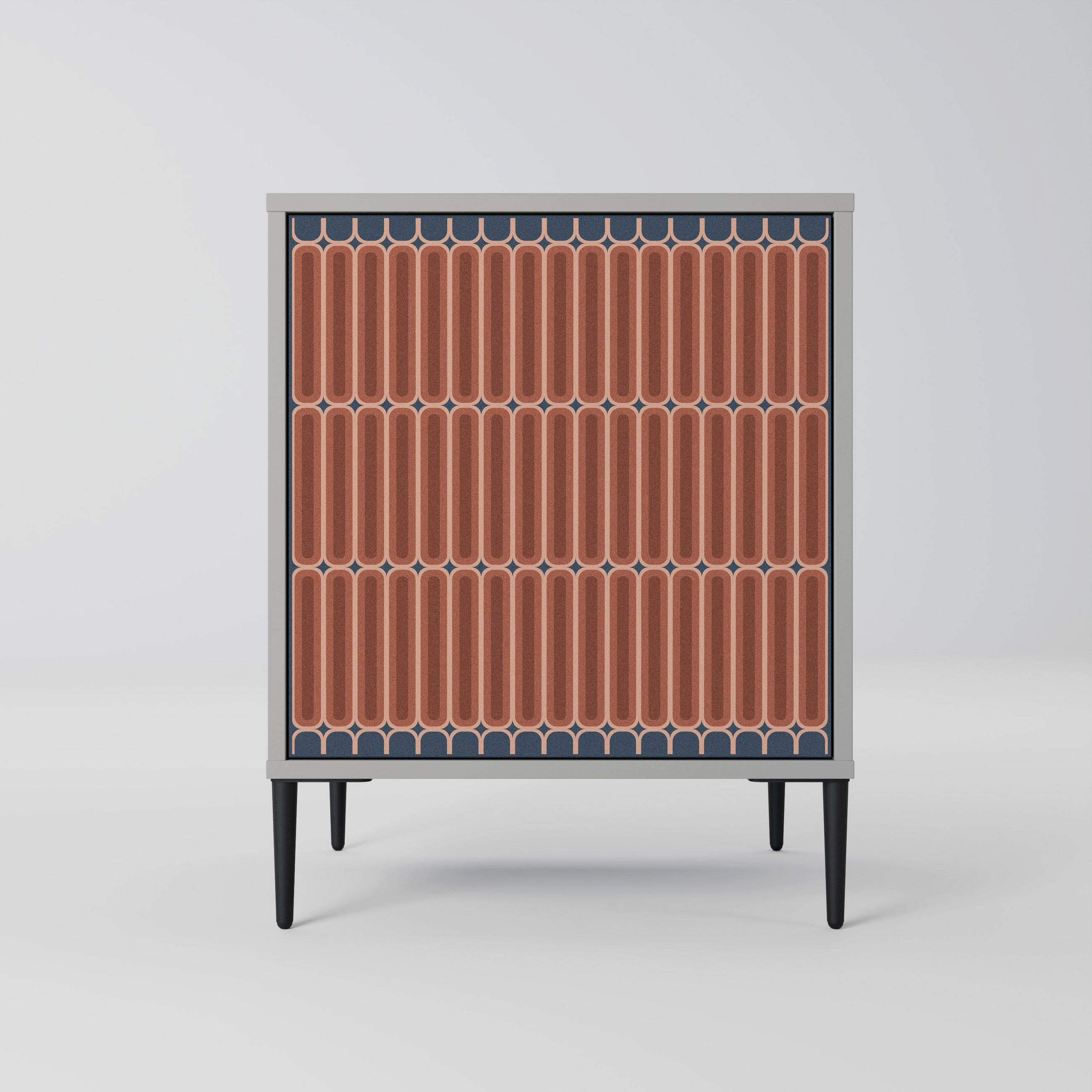 SIDEBOARD HYPNOTIC GATE, Grau, 57,5x42x72,5 cm, Schwarze Metallfüße - Multicolor/Schwarz, Holzwerkstoff/Metall (57.5/72.5/42cm) - SpaceRebels