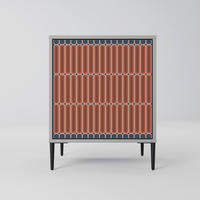 SIDEBOARD HYPNOTIC GATE, Grau, 57,5x42x72,5 cm, Schwarze Metallfüße - Multicolor/Schwarz, Holzwerkstoff/Metall (57.5/72.5/42cm) - SpaceRebels