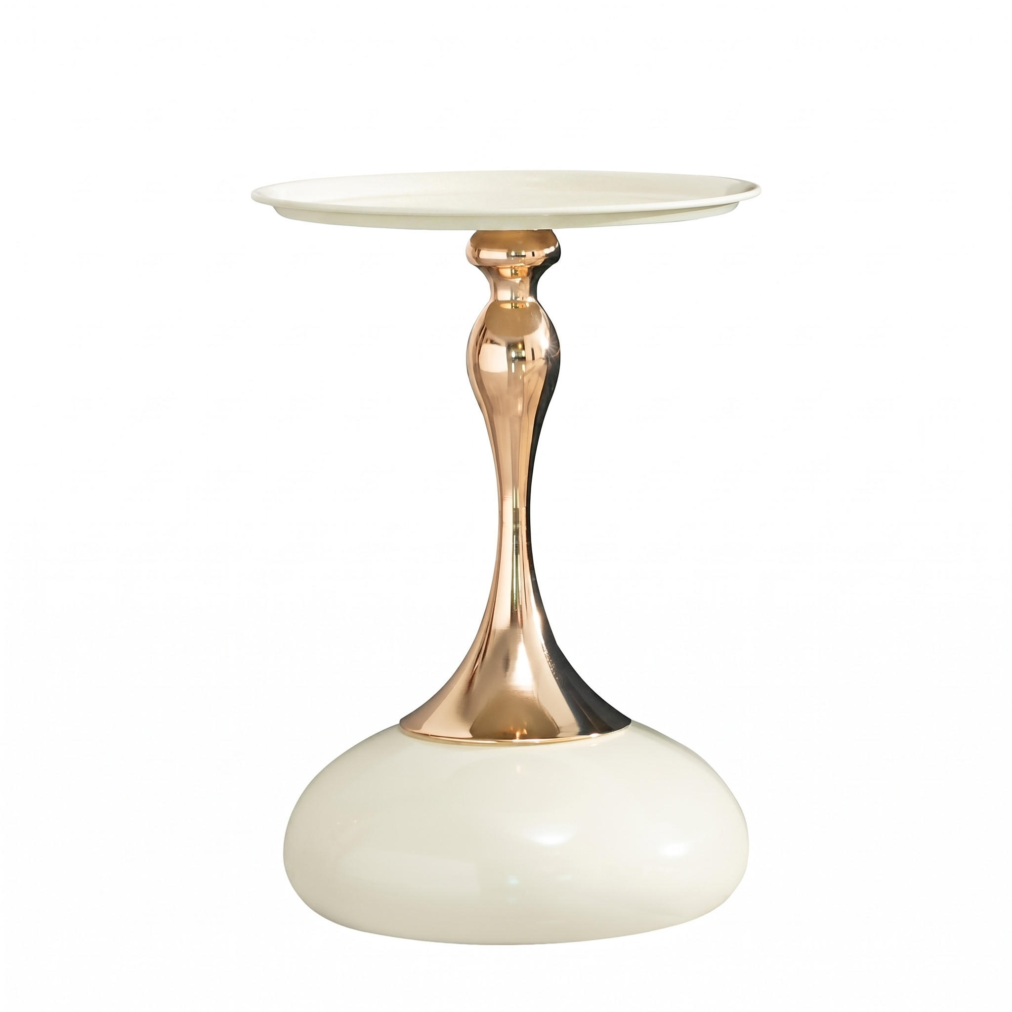 BEISTELLTISCH Ø 38 cm luxuriöses design - Weiß, Metall (38/38/54cm) - Urban Meuble
