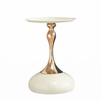 BEISTELLTISCH Ø 38 cm luxuriöses design - Weiß, Metall (38/38/54cm) - Urban Meuble