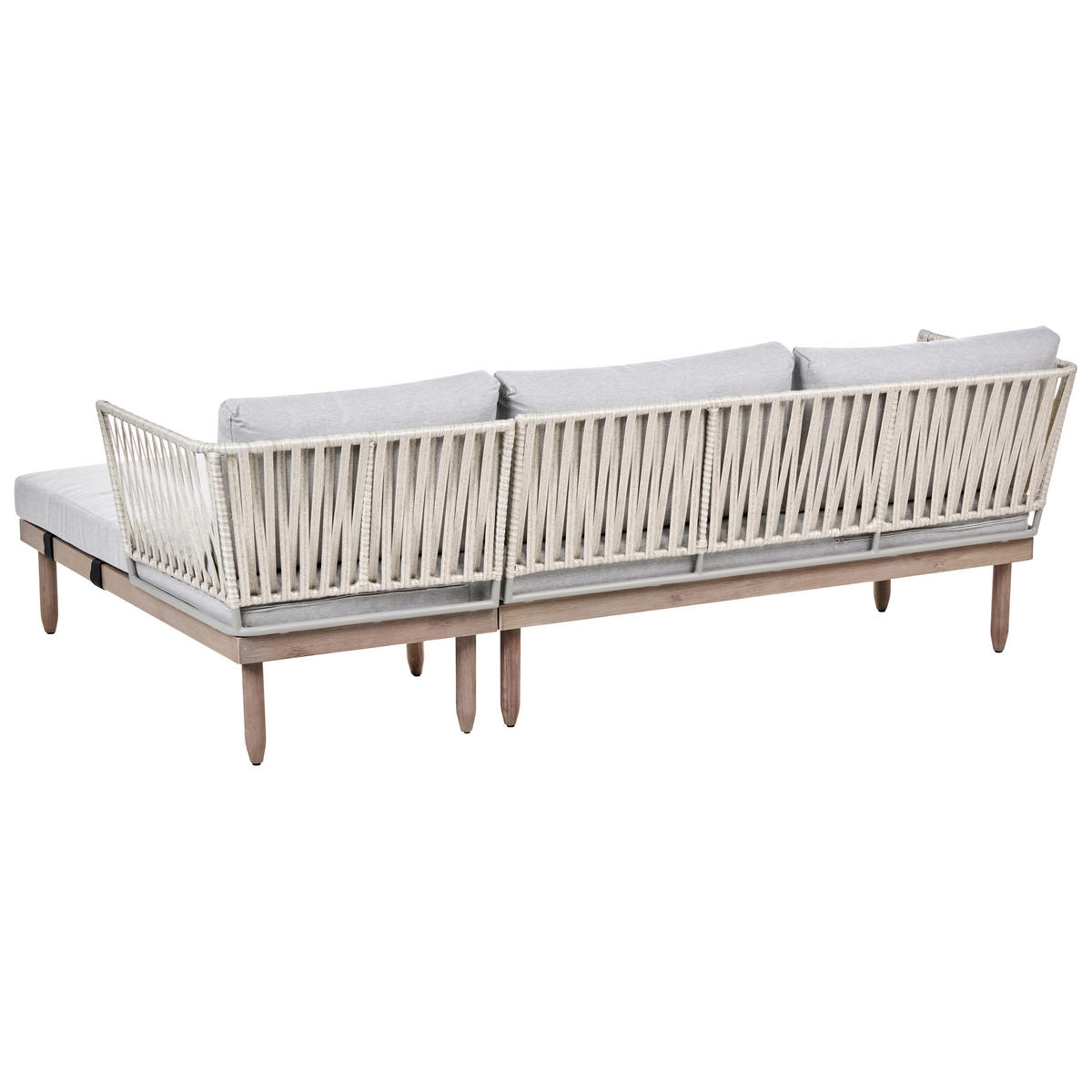 LOUNGE-SET mit Tisch 4-Sitzer Akazienholz linksseitig Braun/Grau Cremona - Dunkelgrau/Braun, Holz - Beliani