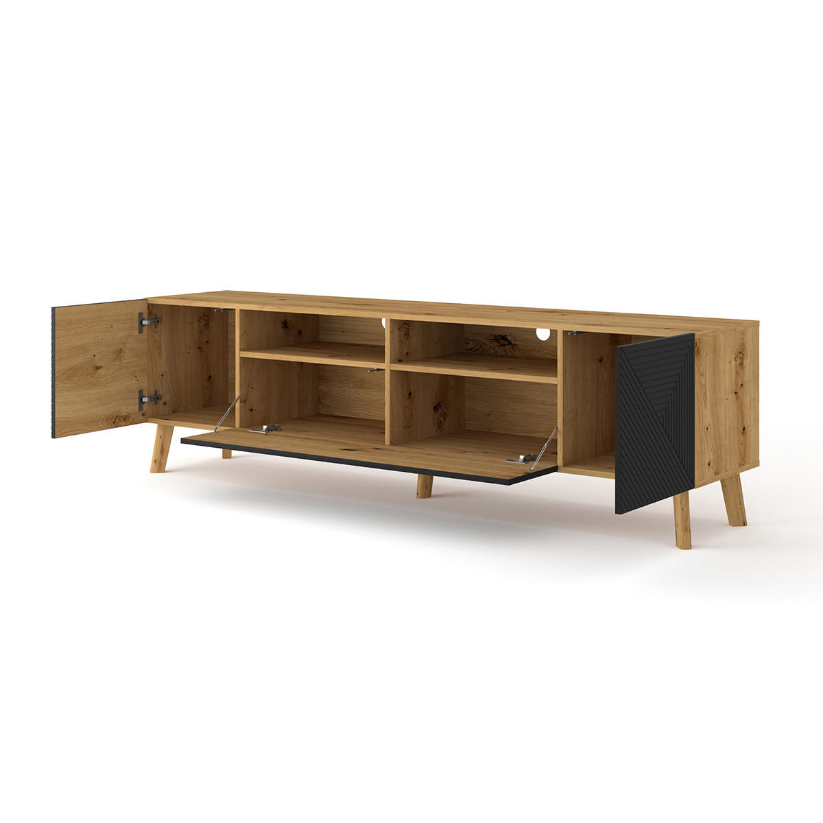 TV-MÖBEL Nexa Holz und Schwarz - Schwarz, Holzwerkstoff (195/56/42cm) - Petits-meubles