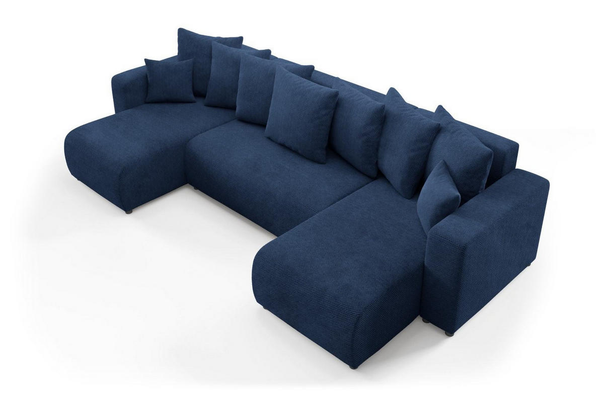 WOHNLANDSCHAFT mit Schlaffunktion Blau - Dunkelblau, Textil (318/88/145cm) - Furnisell