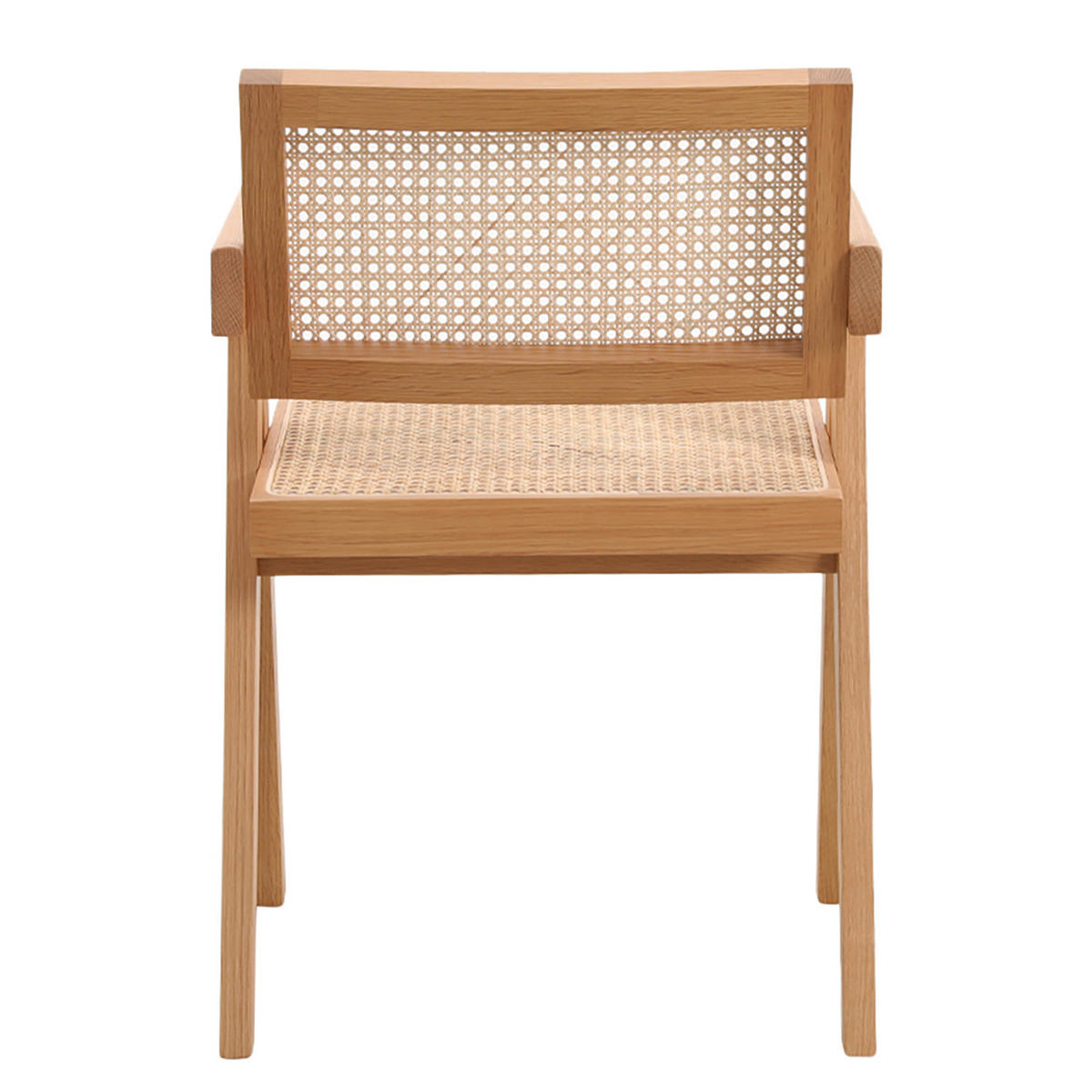 ARMLEHNENSTUHL mit Wiener Geflecht - Eiche massiv - Beige, Holz (51/77/54cm) - home24