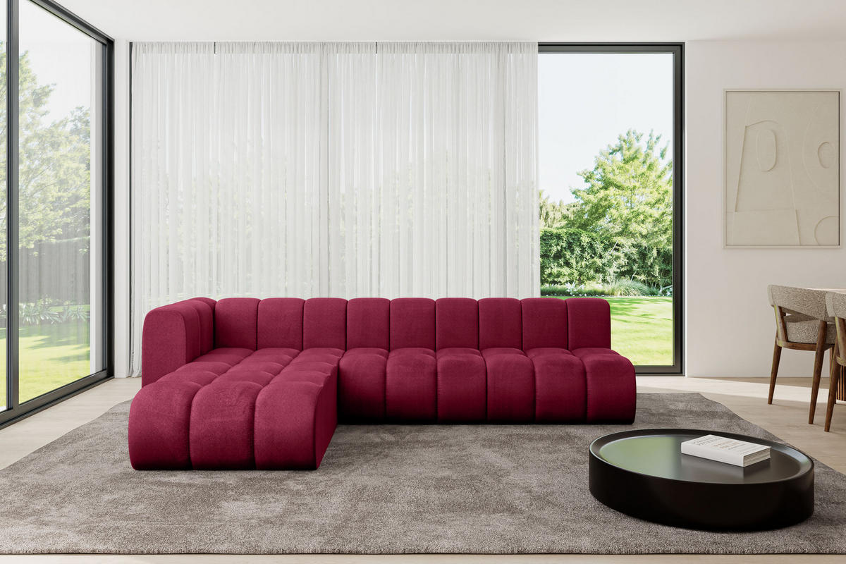 ECKSOFA modulares Sofa Darnel-L2 - 296x177x70 cm Bordeauxrot - Bordeaux, Holzwerkstoff/Textil (296/177cm) - ALTDECOR
