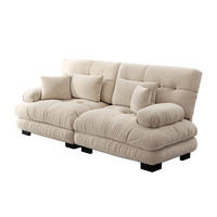 SCHLAFSOFA mit 2 Lendenkissen, 2 Dekokissen und Massivholzrahmen in Hellbraun - Cappuccino, Textil (220/81/77cm) - EVRYAE