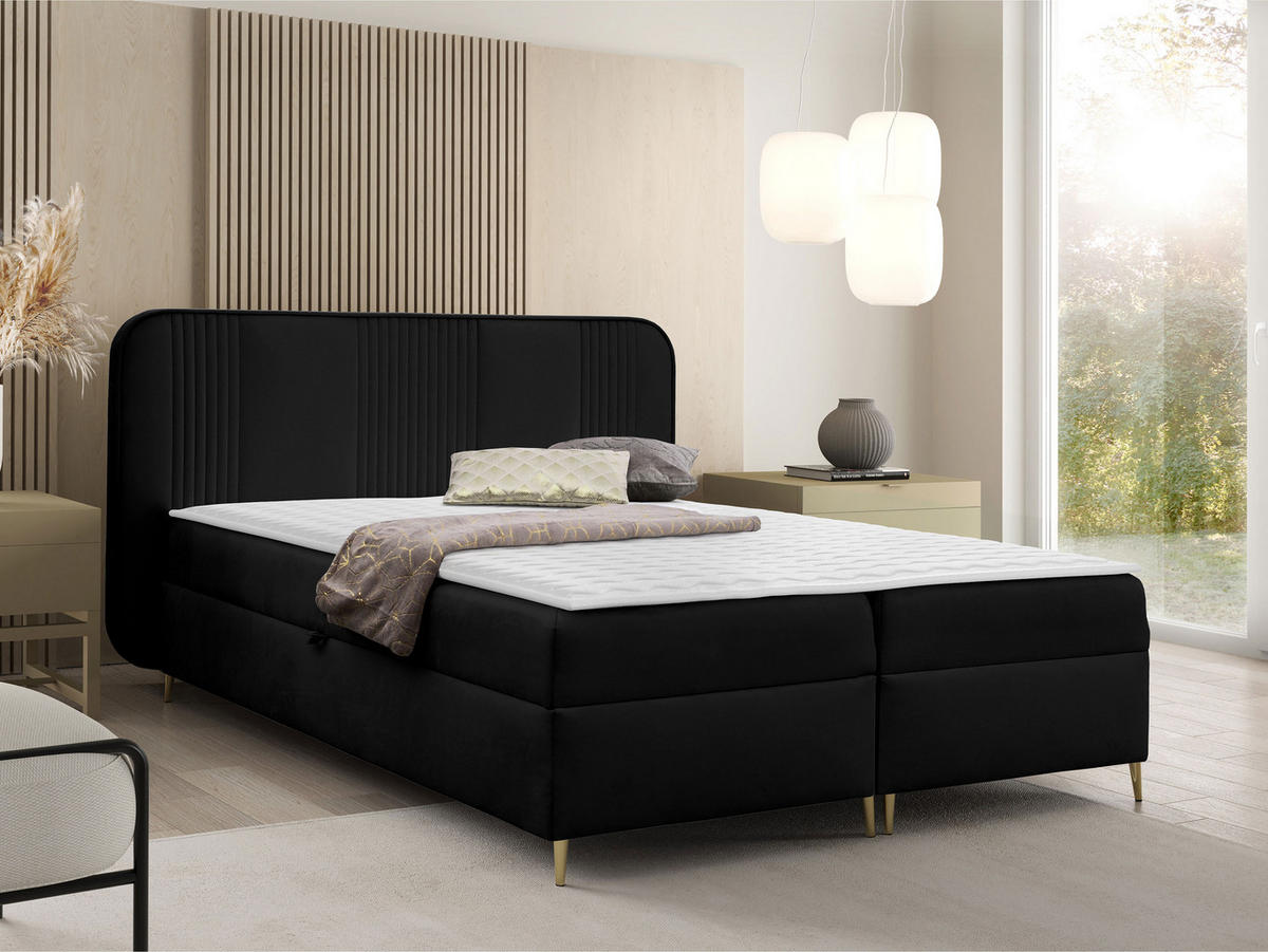 BOXBETT Fandy - Goldfarben/Schwarz, Holz/Textil (140/200cm) - MIRJAN24