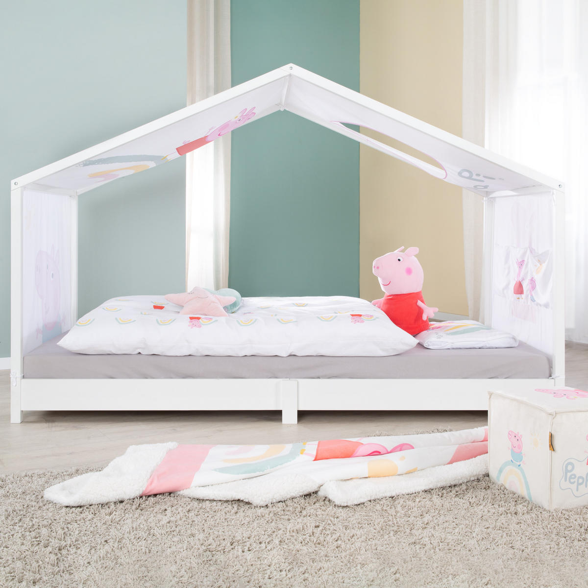 HAUSBETTBEZUG 90 x 200 cm Peppa Pig - Weiß, Kunststoff/Textil (90/200cm) - Roba