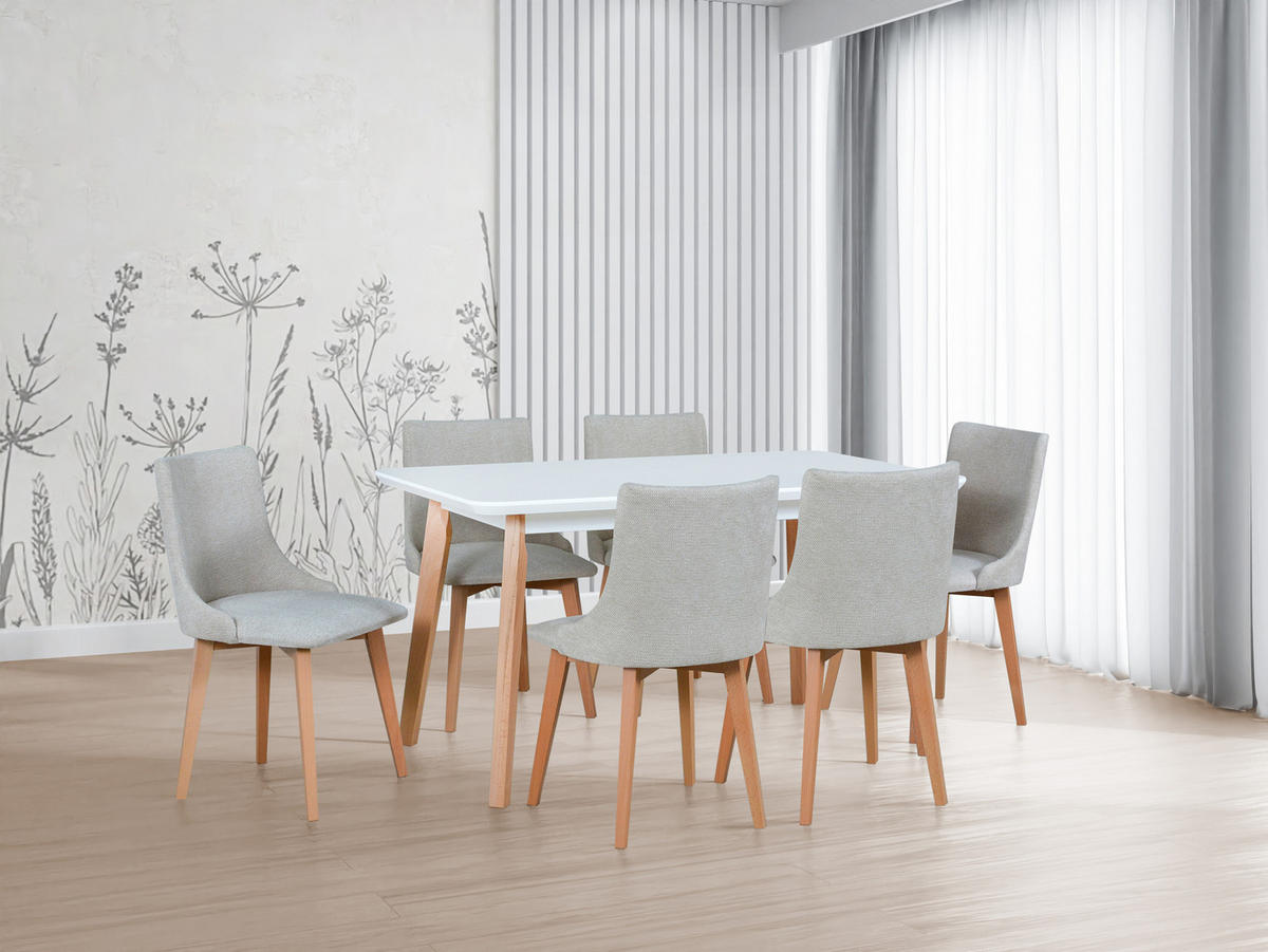STUHL 2er MONTI 5 , natur buche - Buchefarben/Creme, Holz (45/94/40cm) - Leaf Design