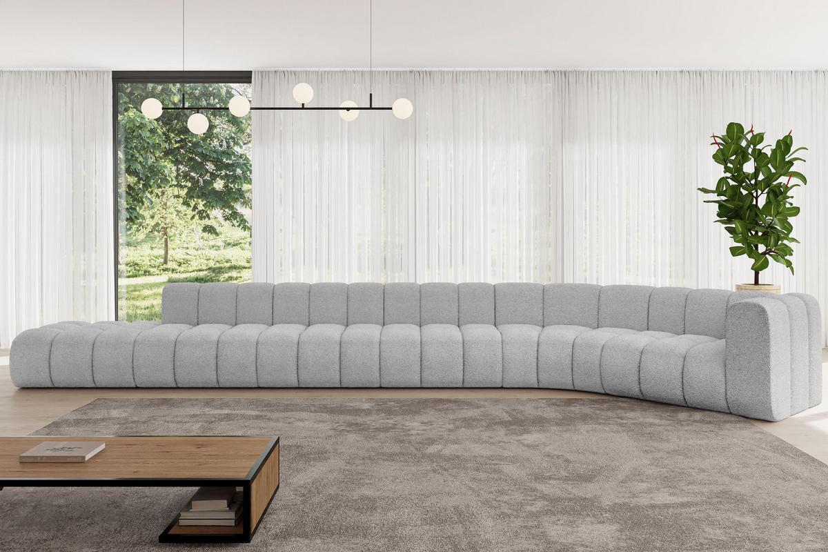 ECKSOFA modulares Sofa Tilmo-L3 - 581x194x70 cm Hellgrau - Hellgrau, Holzwerkstoff/Textil (581/194cm) - ALTDECOR