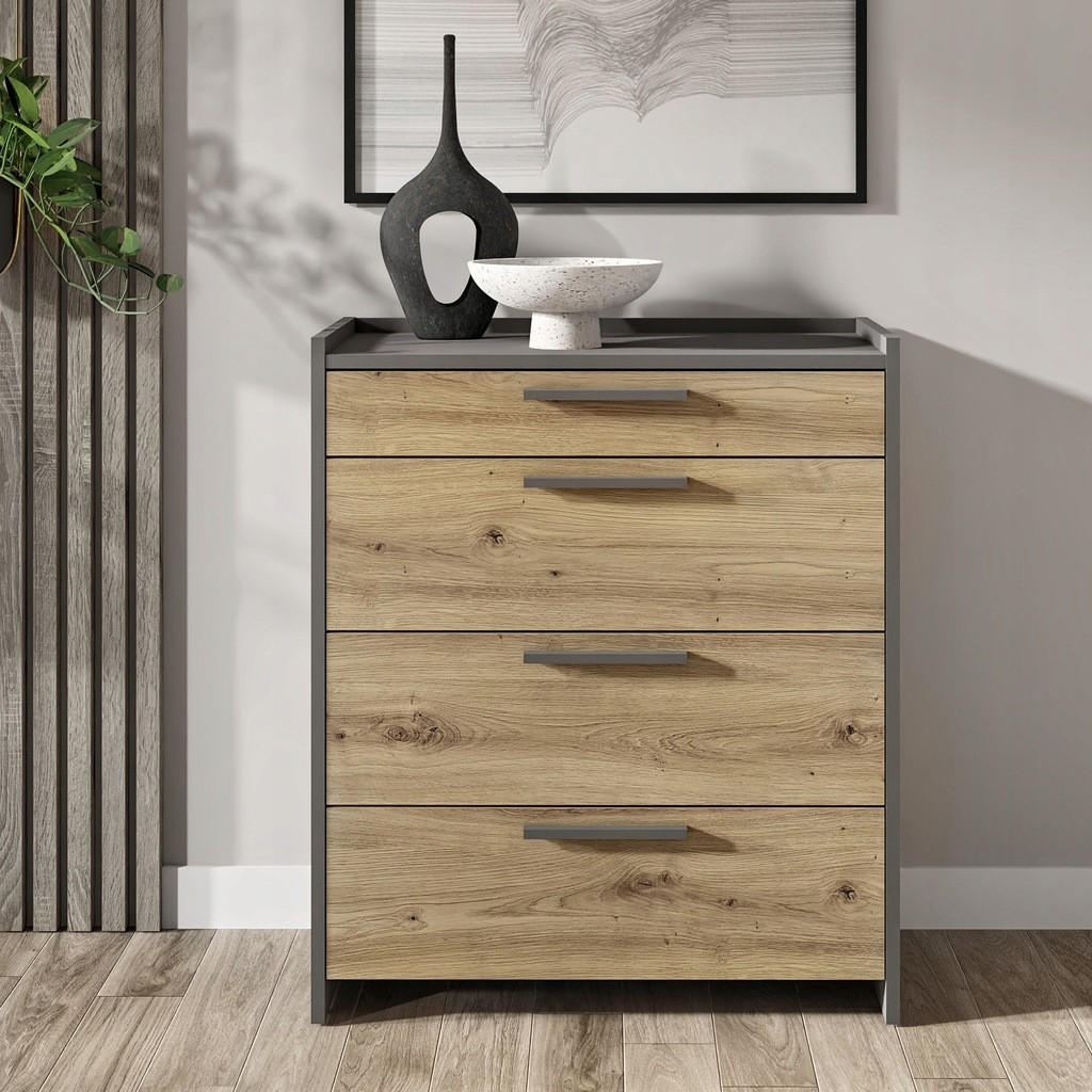 Thumbnail - Matkam Möbel Kommode, Anthrazit, Holzwerkstoff, 68.8x80.6x35.9 cm, Wohnzimmer, Kommoden & Sideboards, Kommoden