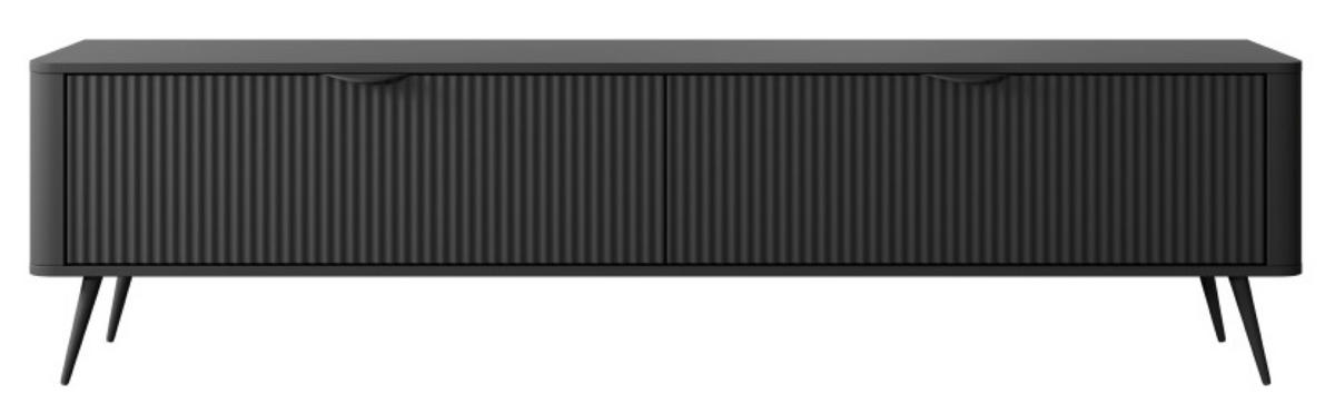 SCHRANK Schwarz Lena Gerillt 200 cm - Schwarz, Holzwerkstoff (200/51/38cm) - Sepro Meble