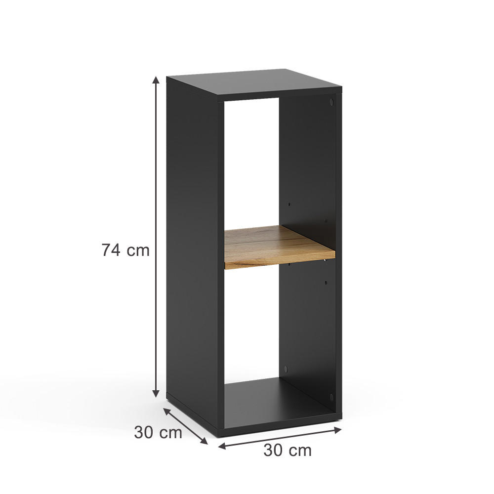 BÜCHERREGAL Tomy Anthrazit/Goldkraft Eiche 30 x 74 cm mit 2 offenen Fächern - Honigeiche/Anthrazit, Holzwerkstoff (30/74/30cm) - Vicco