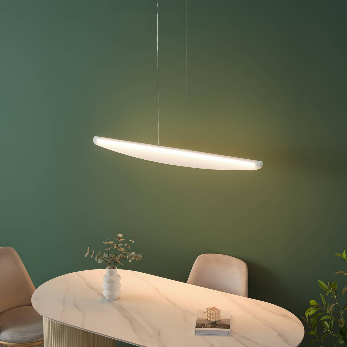 HÄNGELEUCHTE Auren, Beige et blanc, 115cm - Beige, Metall (120/3.5/10cm) - KOSILUM