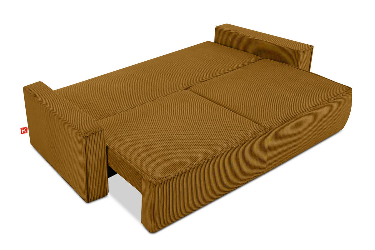 SCHLAFSOFA NAPI in Pet Friendly Cord-Stoff, gelb - Gelb/Schwarz, Textil (228/89/101cm) - KONSIMO®