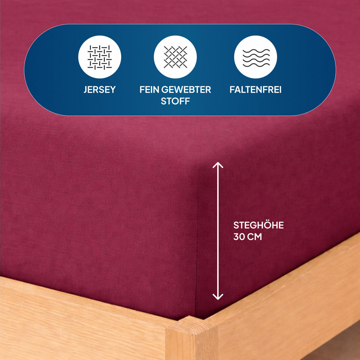 SPANNBETTLAKEN 120/200/25 cm Bordeaux - Bordeaux, Textil (120/200cm) - AM Qualitätsmatratzen