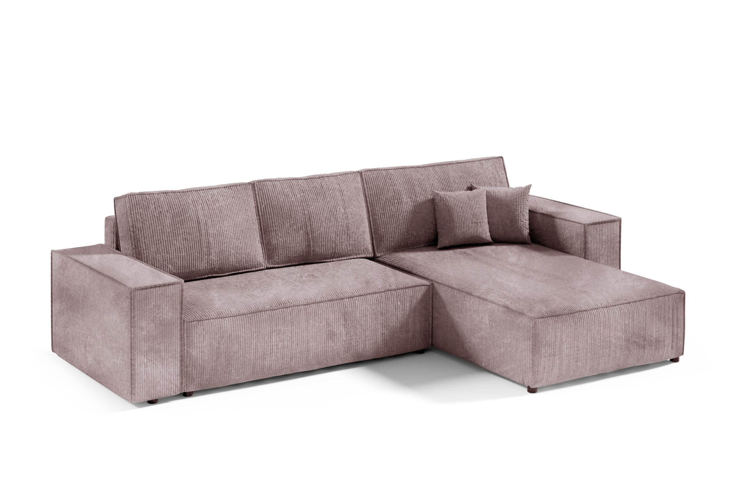 ECKSOFA mit Schlaffunktion Rose - Lila, Textil (294/185cm) - Furnisell