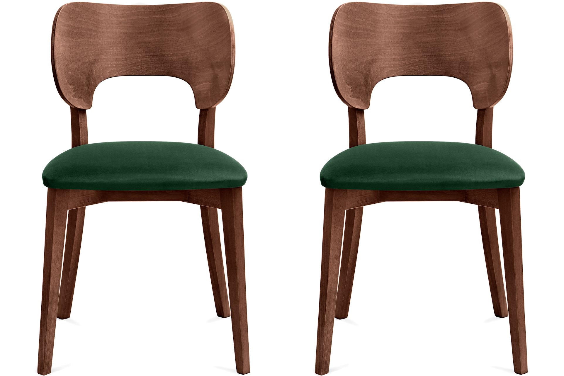 ESSZIMMERSTÜHLE LYCO (2er-Set), dunkelgrün / Walnuss dunkel - Dunkelgrün/Walnussfarben, Holz/Buchenholz (47/81/45cm) - KONSIMO®