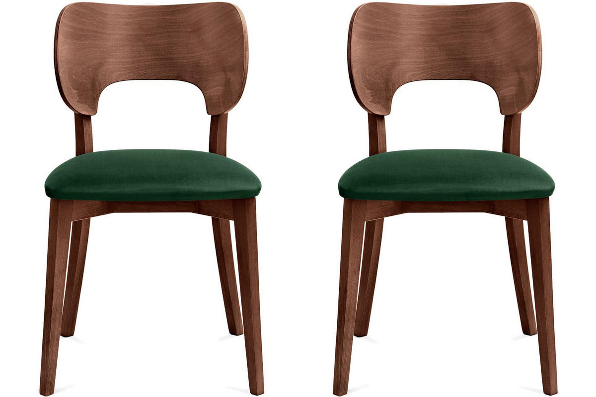 ESSZIMMERSTÜHLE LYCO (2er-Set), dunkelgrün / Walnuss dunkel - Dunkelgrün/Walnussfarben, Holz/Buchenholz (47/81/45cm) - KONSIMO®