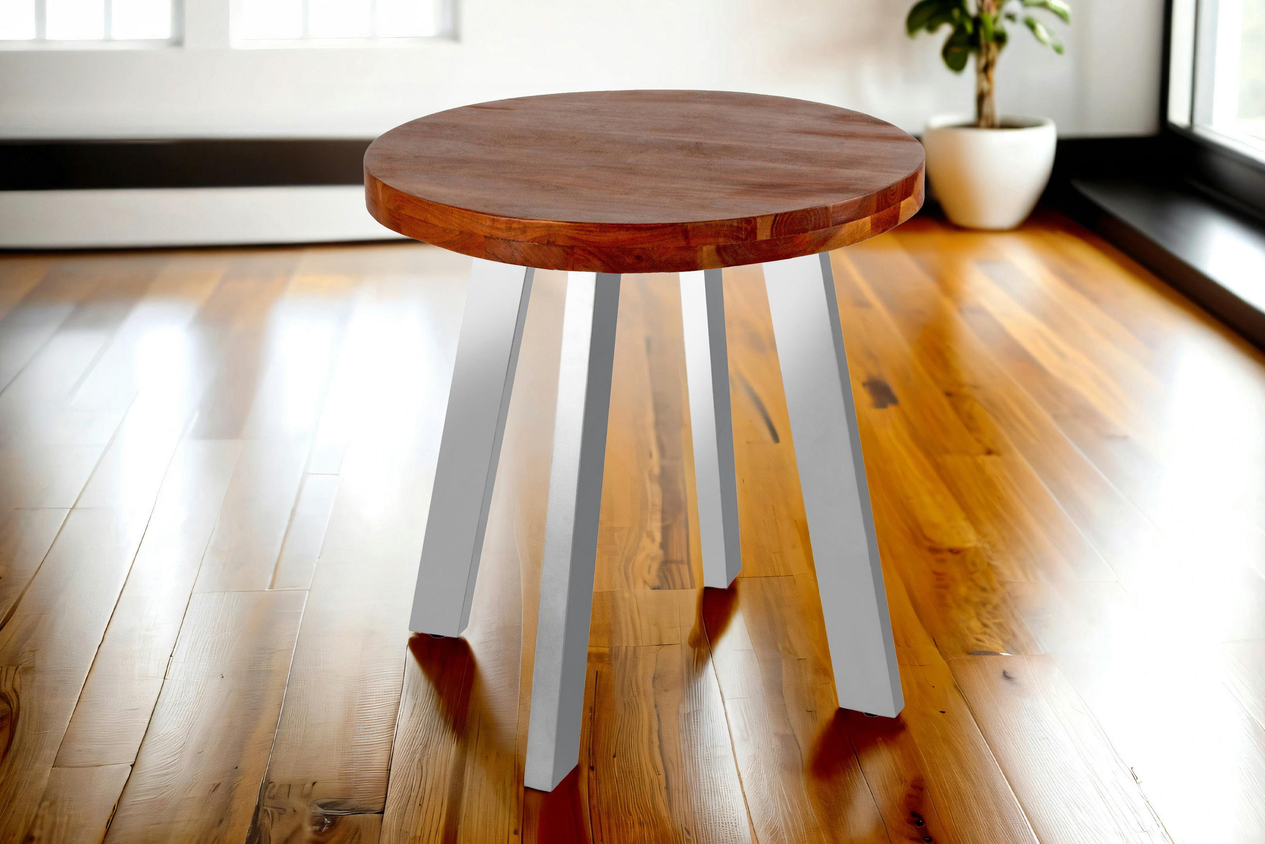 ESSTISCH SOPHIA - Silberfarben/Braun, Holz/Metall (100/100/78cm) - SAM